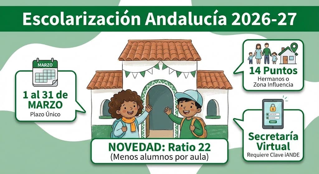 Escolarización en Andalucía 2026-2027: Guía completa, plazos y baremo