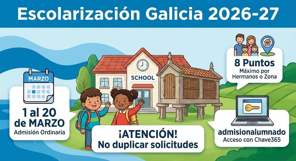Escolarización en Galicia 2026-2027: Guía completa, plazos y baremo